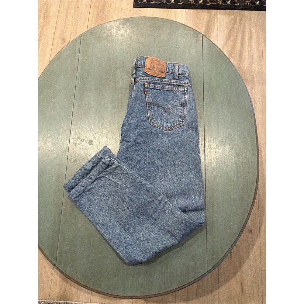 Men's Vintage Levi's 505 Orange Tab Jeans Size 36x34 Straight Leg Blue Denim - Picture 7 of 10